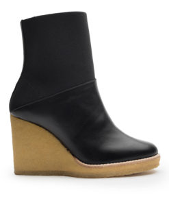Leather wedge ankle boot