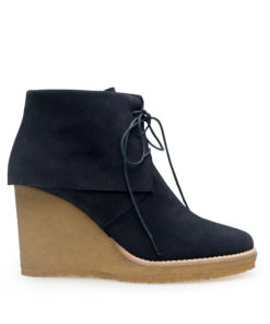 Leather wedge ankle boot