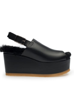 Platform combined leather shoe