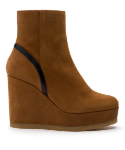 Leather wedge ankle boot
