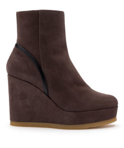 Leather wedge ankle boot